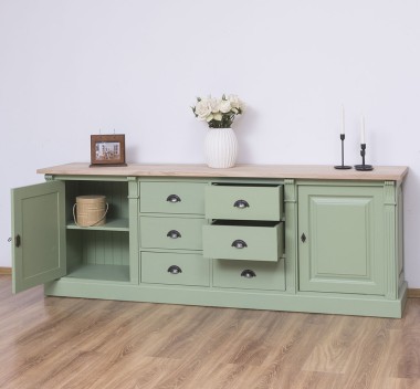 Buffet with 2 doors, 6 drawers, oak top, BAS, Directoire Collection