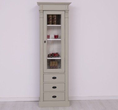 Wardrobe with 1 glass door, 3 drawers, Directoire Collection