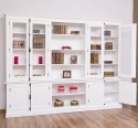 Large bookcase with 4 doors and Cremone, open middle BAS + 4 glass doors, and open middle SUP