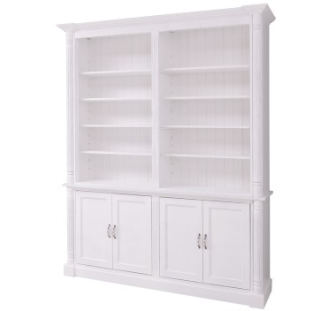 Large bookcase with ornaments, 4 doors and open space, BAS + SUP