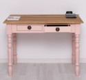 Writing table with turned legs, 2 drawers, oak top