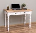 Writing table with turned legs, 2 drawers, oak top