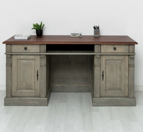 Office desk, closed back directoire collection, top oak - Color Top_P081 - Color Corp_P057 - DOUBLE COLORED