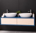 Bathroom Item 2 Drawers "Slatted" with 2 sinks included in price - Color Corp_P045 - Color Drawers_P095 - DOUBLE COLORED