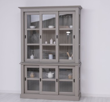 Kitchen display case with 3 sliding glass doors BAS + 3 sliding glass doors SUP