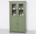 Kitchen cabinet with display case and 2 panel doors in rustic style