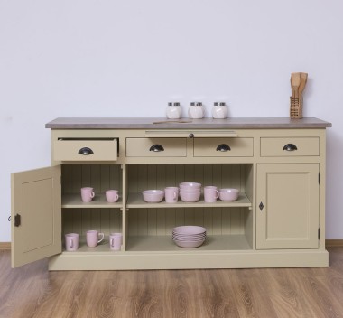 Kitchen furniture 2 doors, 4 drawers, open shelves BAS, oak top