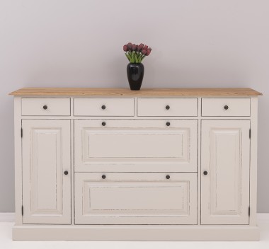 Hallway chest of drawers with 2 + 2 doors, 4 drawers, oak top