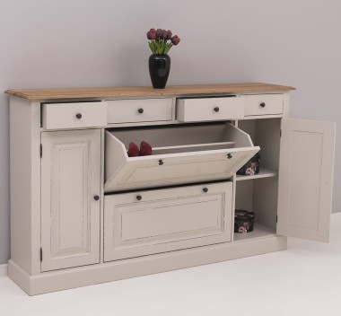 Hallway chest of drawers with 2 + 2 doors, 4 drawers, oak top
