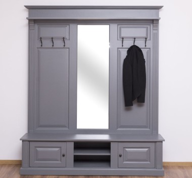Large coat hanger with mirror, 2 doors, open space