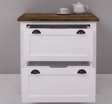 Kitchen module with two drawers and two hidden drawers, with metal rails