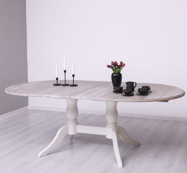 Oval table with 2 legs 160 / 230x120cm, oak top