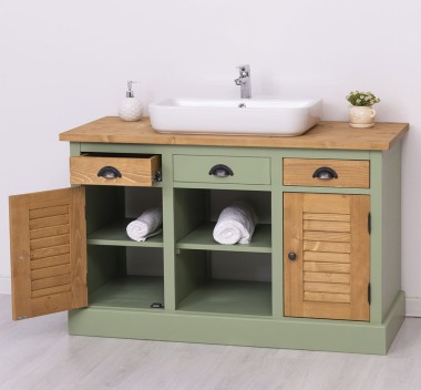 Bathroom cabinet with 2 lamellar doors - sinks are not included in the price