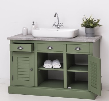 Bathroom cabinet with 2 lamellar doors - sinks not included in the price, oak top