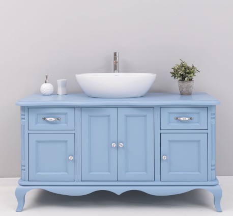 Chic bathroom furniture for vessel sink with 4 doors and 2 drawers