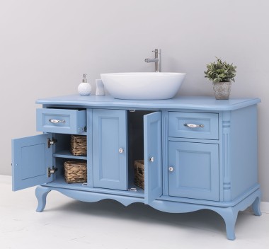 Chic bathroom furniture for vessel sink with 4 doors and 2 drawers