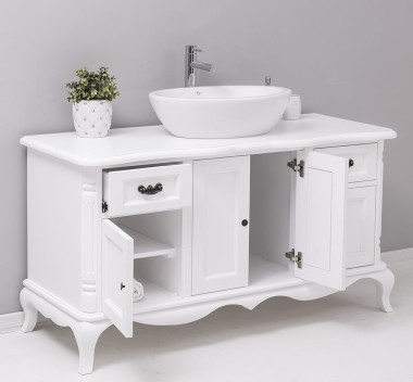 Chic bathroom furniture for vessel sink with 4 doors and 2 drawers