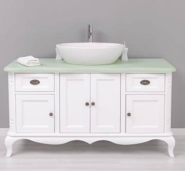 Chic bathroom furniture for vessel sink with 4 doors and 2 drawers