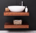 Washbasin support made of pine wood with a wall-mounted metal fixing set