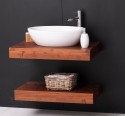 Washbasin support made of pine wood with a wall-mounted metal fixing set