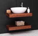 Washbasin support made of pine wood with a wall-mounted metal fixing set