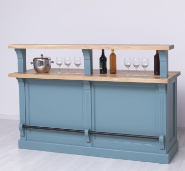 Raised bar counter, oak top