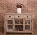Kitchen island with 4 glass doors, 6 drawers