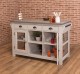Kitchen island with 4 glass doors, 6 drawers, oak top