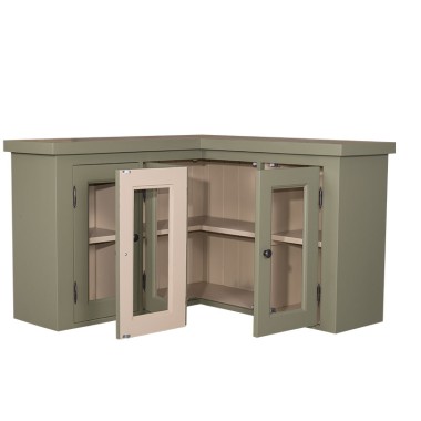 Suspended kitchen cabinet for corner