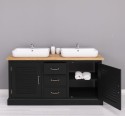 Bathroom base unit shutter doors - without sinks, oak top