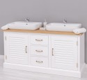 Bathroom base unit shutter doors - without sinks, oak top