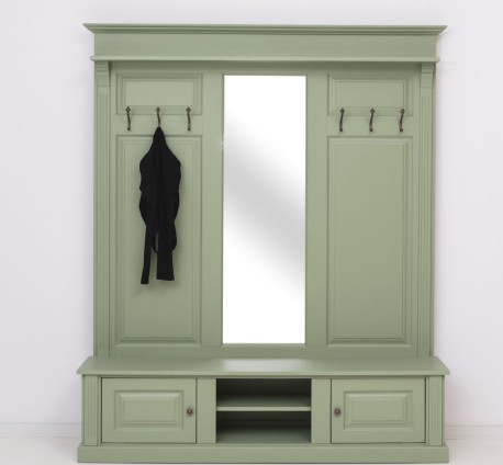 Large Coat Hanger With Mirror, 2 Doors, Open Space - Color_P054 - PAINT