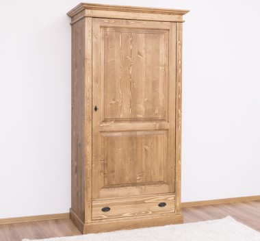 Wardrobe With 1 Door And 1 Drawer with metal rails - Color_P001 - WAX