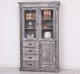 Display cabinet 2 doors + 1 door with panel and 4 drawers with rails - Color_P065 -DEEP BRUSHED