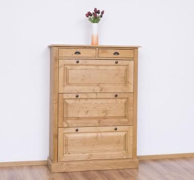 Shoe rack with 3 doors and 2 drawers, oak top