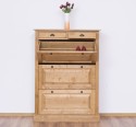 Shoe rack with 3 doors and 2 drawers, oak top