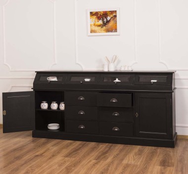 Large sideboard with 2 doors, 6 drawers, 4 compartments with glass door, BAS