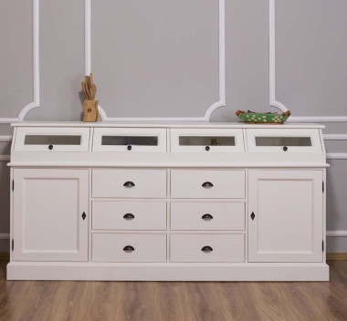 Large sideboard with 2 doors, 6 drawers, 4 compartments with glass door, BAS