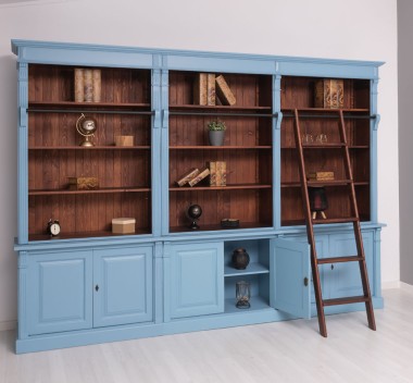 6-Door Bookcase + Open Display Case, Directoire Collection - Color Ext._P053 / Color Int._P081 - DOUBLE COLORED