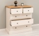Chest of drawers with 2 narrow drawers + 3 wide drawers, oak top