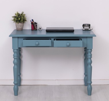 Writing table with turned legs, 2 drawers