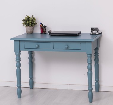 Writing table with turned legs, 2 drawers