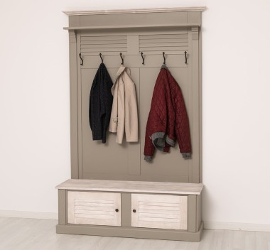 Shutter Design Halway Coat Hanger With Two Doors - Color Top_P080 - Color Corp_P030 - Color Doors&Cornice_P080 - DOUBLE COLORED