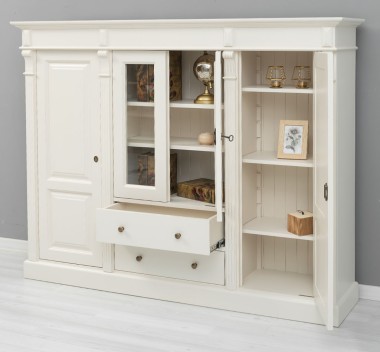 Bookcase with 2 doors + 2 glass doors and 2 drawers