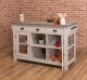 Kitchen island with 4 glass doors, 6 drawers, oak top