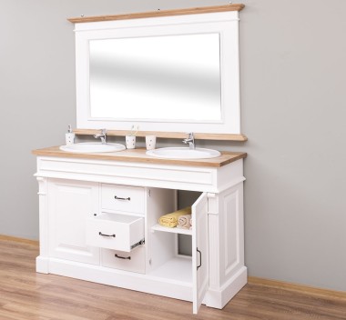 Bathroom cabinet for 2 sink, ornate, oak top - sink not included in the price