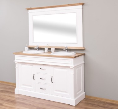 Bathroom cabinet for 2 sink, ornate, oak top - sink not included in the price