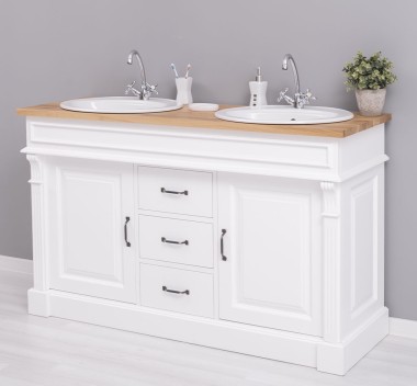 Bathroom cabinet for 2 sink, ornate, oak top - sink not included in the price