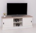 TV chest of drawers with 2 sliding doors, oak top