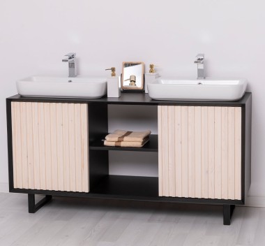 Bathroom item 2 doors "Slatted", sinks and faucets include in price - Color Corp_P003 - Color Doors_P095 - DOUBLE COLORED